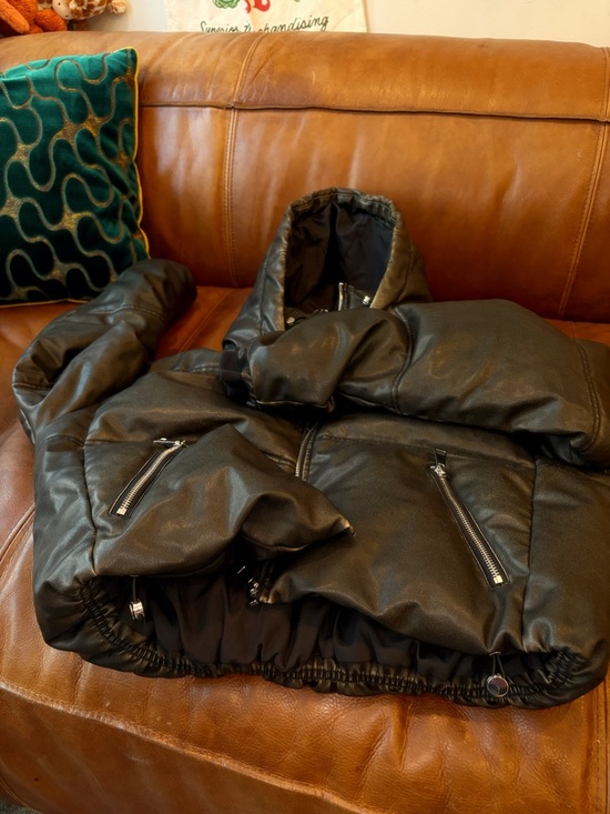 Zara - Women’s Faux Leather Cropped Puffer Anorak - Picture 4 of 7